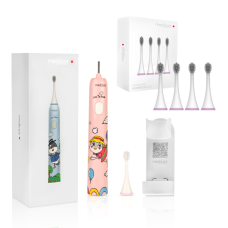 Звуковая зубная щетка MEDICA+ KidsBrush 7.0 PINK (Япония) + Насадки (4 шт)