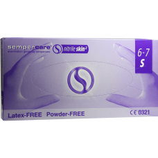 Перчатки медицинские смотровые нитриловые нестерильные неприпудренные "Sempercare Nitrile Skin2" IGAR, синего цвета, размер S (6-7), 200 шт.