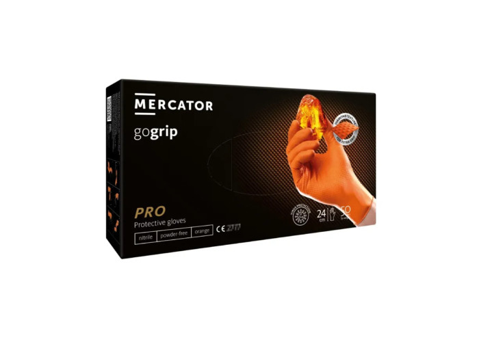 Перчатки нитриловые Mercator Medical GoGrip Orange Оранжевые размер XL 50 шт