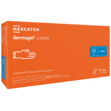 Перчатки латексные смотровые нестерильные неприпудренные Dermagel Coated, белого цвета, размер M 100 шт.