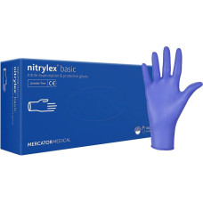 Перчатки нитриловые Nitrylex Basic смотровые нестерильные неприпудренные, голубого цвета, размер L 100 шт
