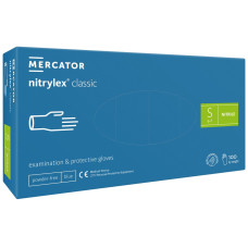 Перчатки нитриловые Nitrylex Classic смотровые нестерильные неприпудренные, синего цвета, размер S 100 шт