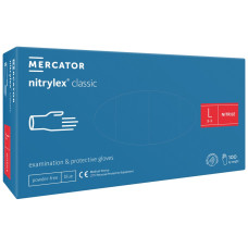 Перчатки нитриловые Nitrylex Classic смотровые нестерильные неприпудренные, синего цвета, размер L 100 шт