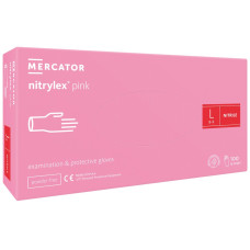 Перчатки нитриловые Nitrylex Pink смотровые нестерильные неприпудренные, розового цвета, размер L 100 шт