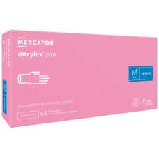 Перчатки нитриловые Nitrylex Pink смотровые нестерильные неприпудренные, розового цвета, размер M 100 шт