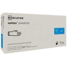 Перчатки латексные Santex Powdered смотровые нестерильные припудренные, белого цвета, размер M 100 шт