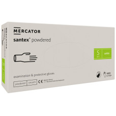 Перчатки латексные Santex Powdered смотровые нестерильные припудренные, белого цвета, размер S 100 шт