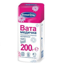 Вата медицинская гигиеническая Белоснежка, нестер., "зиг-заг", 200г