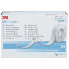 Хирургический пластырь MICROPORE 2,5см x 9,1м, белый, 12 шт.