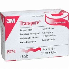 Хирургический пластырь TRANSPORE, 2,5см x 9,1м, 12шт.
