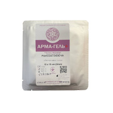 Повязка Укртехмед Арма-гель+ гидрогелевая медицинская стерильная  армированная сеткой ранозаживляющая с бентонитовой глиной 10х10х0.2 см