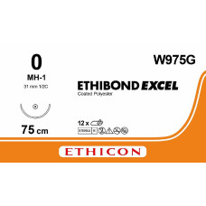  Этибонд W975G 0 колющая Taper Point 31 мм, 1/2 окружность, зеленый, 75 см (1 упаковка - 12 шт.)