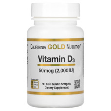 Витамин Д-3 California Gold Nutrition, 50 мкг 2000 МО, 90 капсул